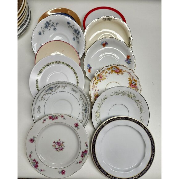 Porcelain & Fine China Saucers Set of 12 Floral & Decorative Patterns 6-6.25" Ec - Picture 1 of 8